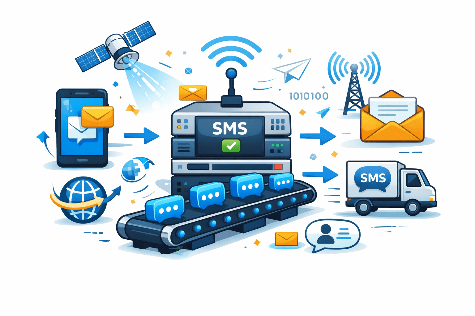 image that represents an sms gateway in action